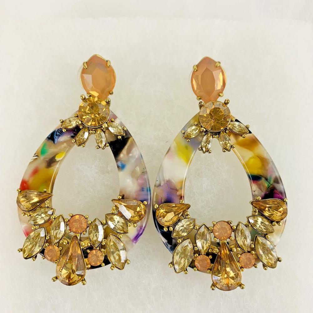 Stella & Dot 2 in 1 Chandelier Convertible Stud Dew Drop Earrings Crystal